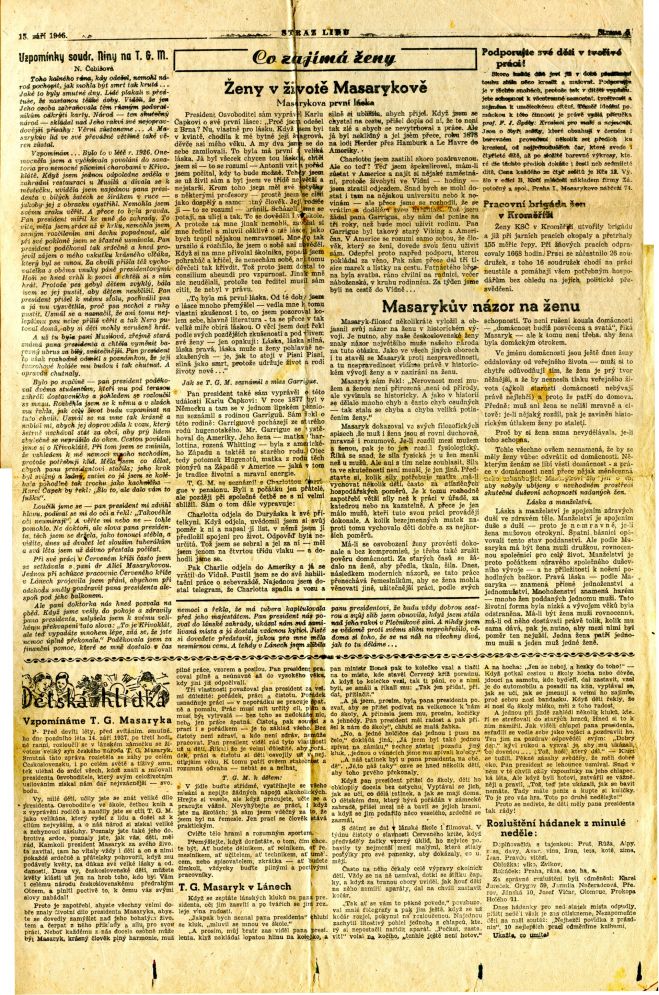 Noviny Stráž lidu 15 septembra 1946